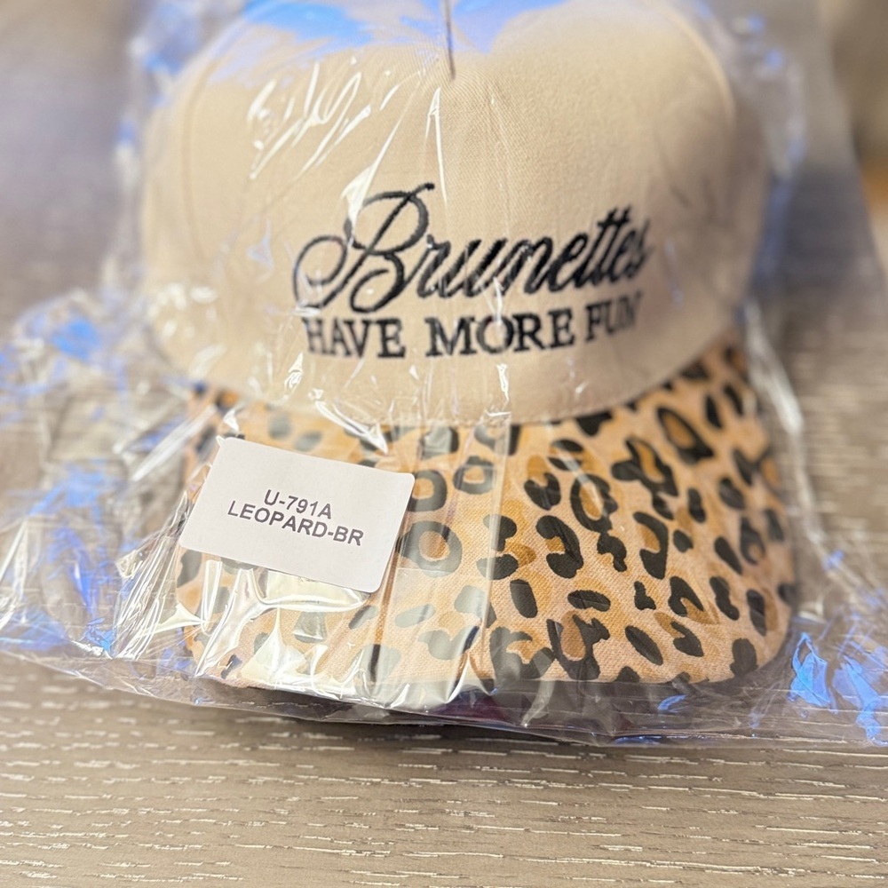 Animal Print & Embroidered Graphic Trucker Hat Brunettes Have More Fun - Picture 4 of 4